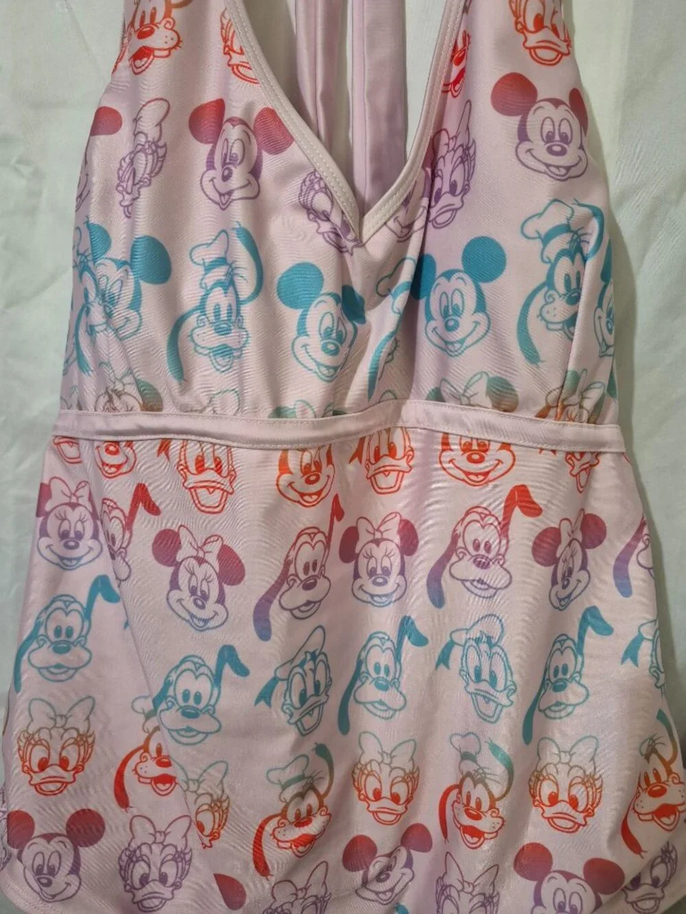 Disney 3X Pink Characters Goofy Mickey Travel Pool Beach Colorful One Piece Swim - Picture 2 of 5